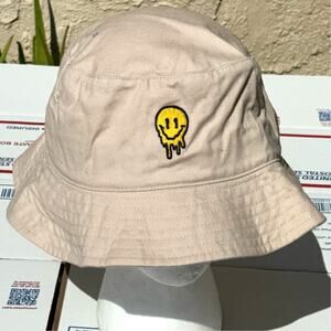 Beige Smiley Face Bucket Hat